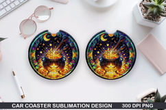 Cauldron Car Coaster Sublimation |Halloween Coaster PNG Product Image 1