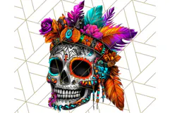 Bright Sugar Skull PNG Clipart, Halloween Colorful Skull Png Product Image 3