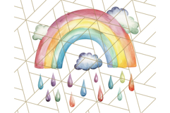 Watercolor Dinosaur and Rainbow PNG Clipart, Baby Nursery Product Image 3