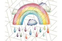 Watercolor Dinosaur and Rainbow PNG Clipart, Baby Nursery Product Image 3