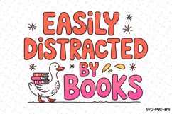 Easily Distracted by Books Svg Design | Svg Files for Cricut Product Image 1