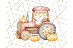 Fall Tractor Clipart PNG, Vintage Tractors With Pumpkins Product Image 3