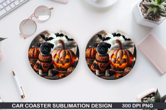Halloween Dog Car Coaster Sublimation| Halloween Coaster PNG Product Image 1