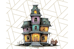 Halloween Buildings Clipart PNG, Haunted Houses Art Product Image 3
