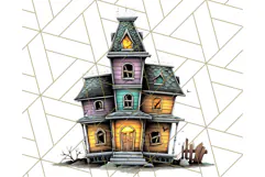 Halloween Buildings Clipart PNG, Haunted Houses Art Product Image 3