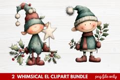 Whimsical Elf Clipart | Cute Christmas Elf PNG Illustration Product Image 1