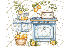 Mediterranean Cottagecore Kitchen PNG Clipart with Lemons Product Image 3