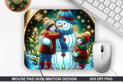 Snowman Mouse Pad Sublimation, Christmas Mouse Pad PNG Product Image 1