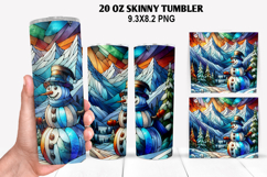 Snowman Skinny Tumbler 20oz Wrap Design, Christmas Tumbler Product Image 1