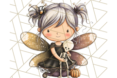 Halloween Fairy Clipart PNG, Spooky Cute Character Art Product Image 3