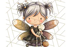 Halloween Fairy Clipart PNG, Spooky Cute Character Art Product Image 3