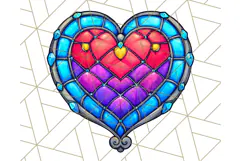 Stained Glass Hearts and Butterflies Clipart PNG Product Image 3