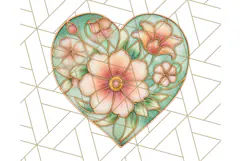 Stained Glass Heart PNG Clipart in Pastel and Bright Colors Product Image 3