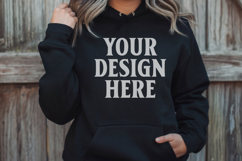 Black Gildan 18500 Hoodie Mockup, G18000 Hoodie Model mockup Product Image 1