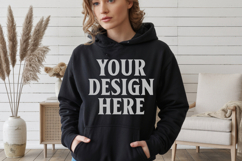 Black Gildan 18500 Hoodie Sweatshirt Mockup, 185 mock up Product Image 1