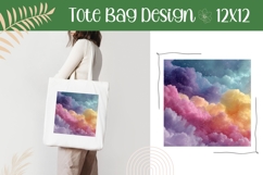 Glitter Clouds Illustration, Rainbow Clouds Tote Bag Design Product Image 1