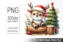 Cute Christmas Reindeer, Christmas Clipart PNG File Product Image 1