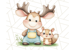 Cute Animal Friends Clipart PNG, Whimsical Spring Animal Duo Product Image 3