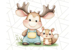 Cute Animal Friends Clipart PNG, Whimsical Spring Animal Duo Product Image 3