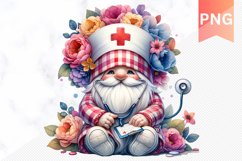 Floral Nurse Gnome Sublimation - Gnome Clipart Design Product Image 1