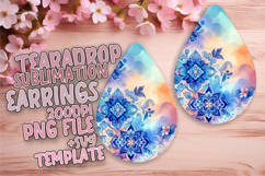 Unique Teardrop Earrings Template for Printing , Watercolor Product Image 1