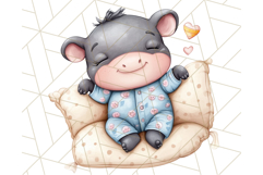Sleeping Baby Animals PNG, Cozy Pajama Bedtime Clipart Png Product Image 3