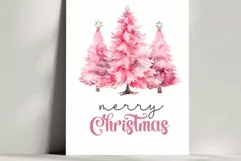 Pink Christmas Tree Holiday Card - Happy New Year Greeting Product Image 2