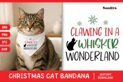 Christmas Cat Bandana Quotes SVG | Whisker Wonderland Product Image 1