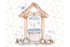 Pastel Blue Fairy Garden Clipart, Enchanted Cottagecore Png Product Image 3