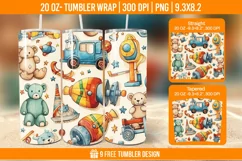 Children Toys Tumbler Wrap Designs, Sublimation Wrap Product Image 1