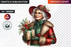 Christmas Elderly clipart,Christmas png, grandma, grandpa Product Image 1