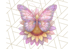 Stained Glass Butterfly and Sunflower PNG Clipart Product Image 3