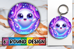 Radiant Sublimation Circle Ornaments PNG, 3D Cute Ghost Product Image 1