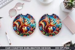 Elegant Fox Car Coaster Sublimation, 4th Of July Coaster PNG Product Image 1