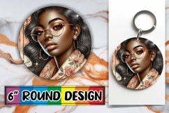 Cozy Round Keychain PNG Magic, Afro Girl Product Image 1