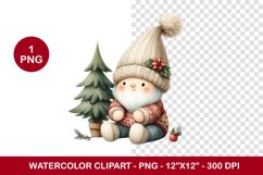 png watercolor clipart - cute gnome Product Image 1