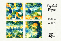 Terra Futura Digital Paper Watercolor Seamless Pattern Product Image 2