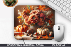 Flowers Mouse Pad Sublimation, Autumn Mouse Pad PNG Design Product Image 1