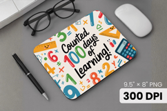 100 days of school Mouse Pad, Teacher PNG Sublimation Design Product Image 1