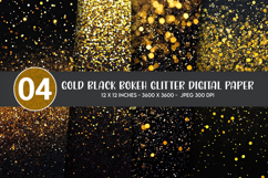 Gold Black Bokeh Glitter Digital Paper Product Image 1