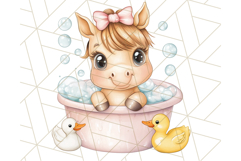 Farm Animal Babies in Bubble Bath PNG, Nursery Clipart Product Image 3