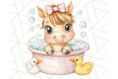 Farm Animal Babies in Bubble Bath PNG, Nursery Clipart Product Image 3