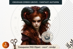 Dark Autumn Fantasy Clipart PNG for RPG Obsidian Ember Grove Product Image 1