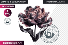 Moody Rose Gold &amp; Mauve Flowers PNG, Dark Romance Clipart Product Image 1