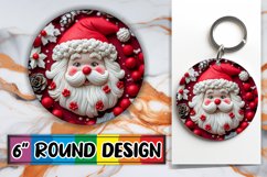 Holiday 3D Santa Claus Keychain Round Design PNG Product Image 1