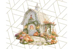 Fall Barn Clipart PNG With Pumpkins and Flowers, Autumn Png Product Image 3
