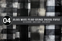 Black White Plaid Grunge Digital Paper Product Image 1