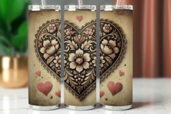 Valentine Tumbler Wrap 20 oz - floral heart vintage Product Image 1