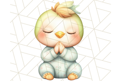 Praying Baby Animals in Pajamas Clipart, Sleepy Animal Png Product Image 3
