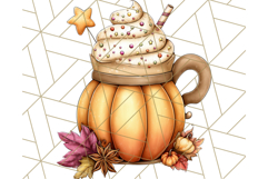 Fall Drink Clipart PNG, Cozy Autumn Cocoa and Latte Art Product Image 3